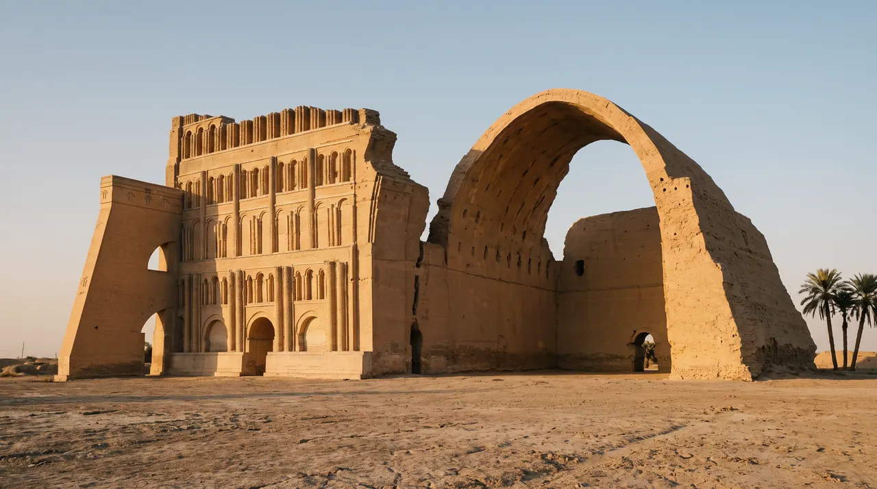 قوس طاق كسرى الآجري الكبير وجناح واجهته في المدائن
